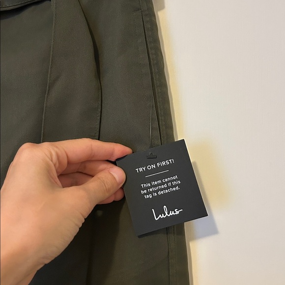 Lulus Baron Olive Green Belted High-Rise Wide-Leg Pants- Size Small- NWT - Picture 5 of 7